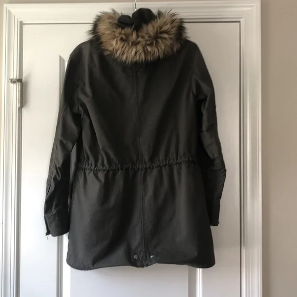 Gap womens long canteen parka gray removable Sherpa lining XS - Picture 9 of 9